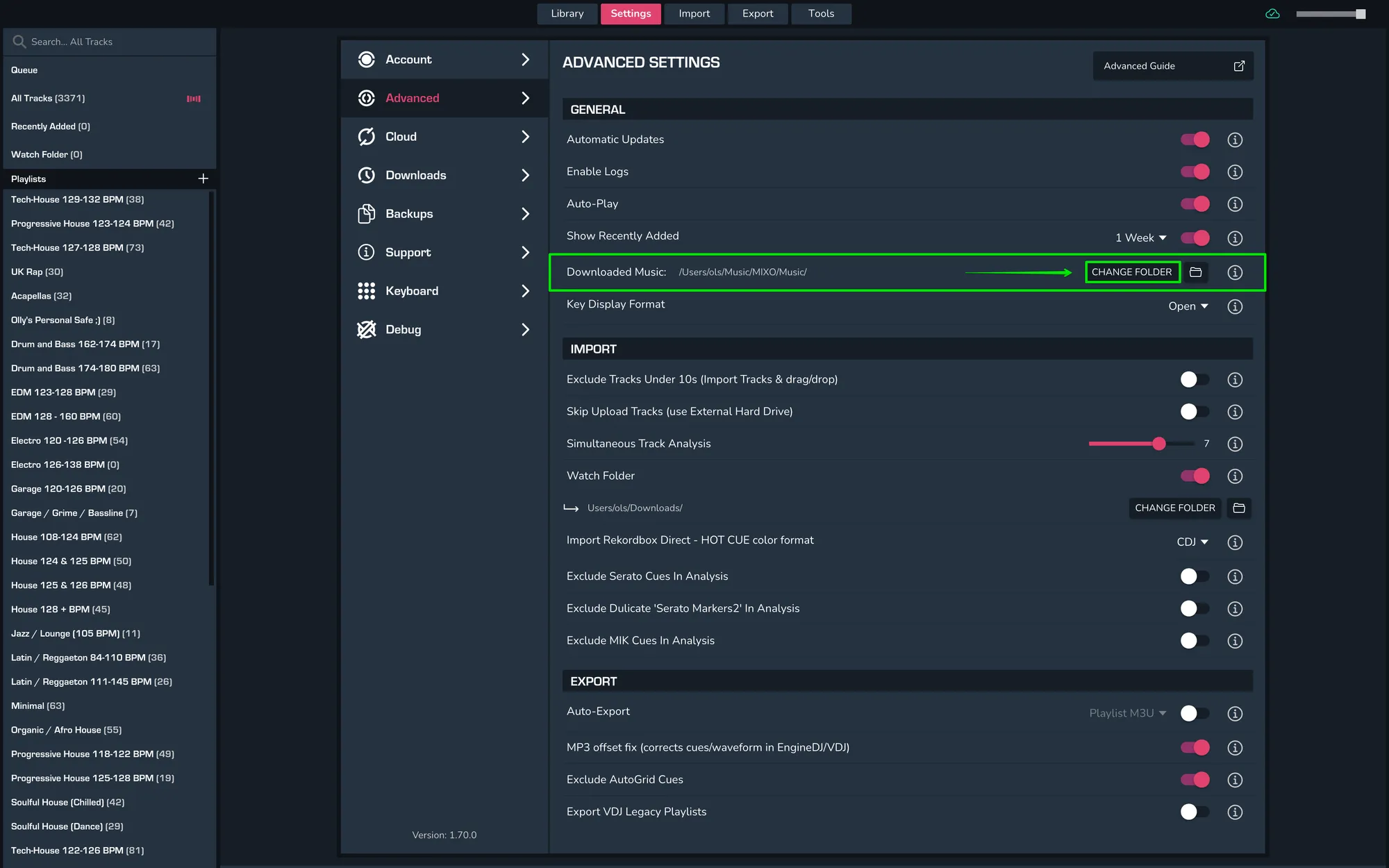 change download location