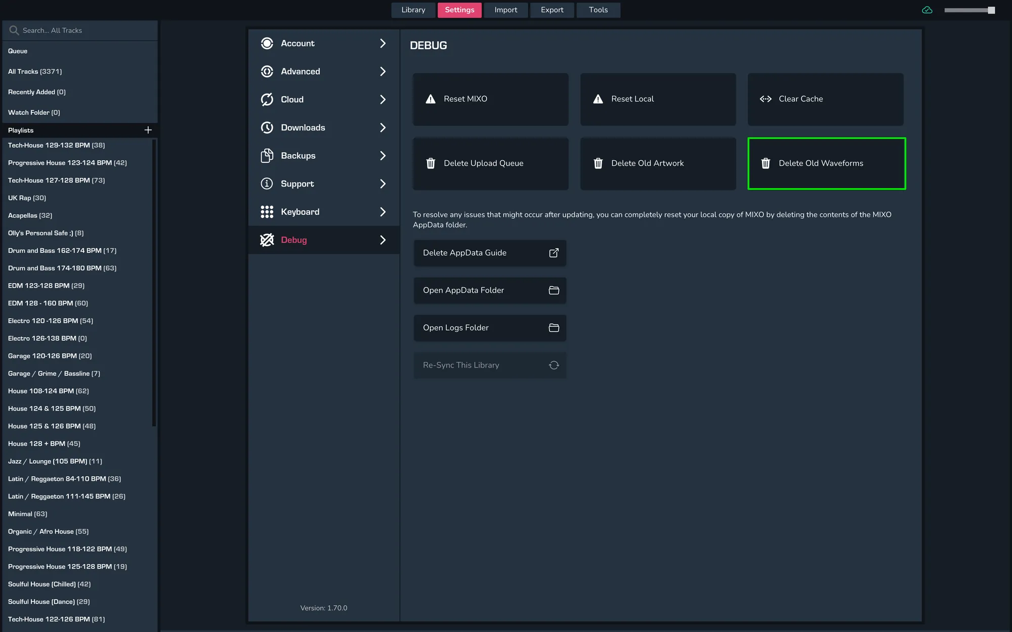 delete old waveforms