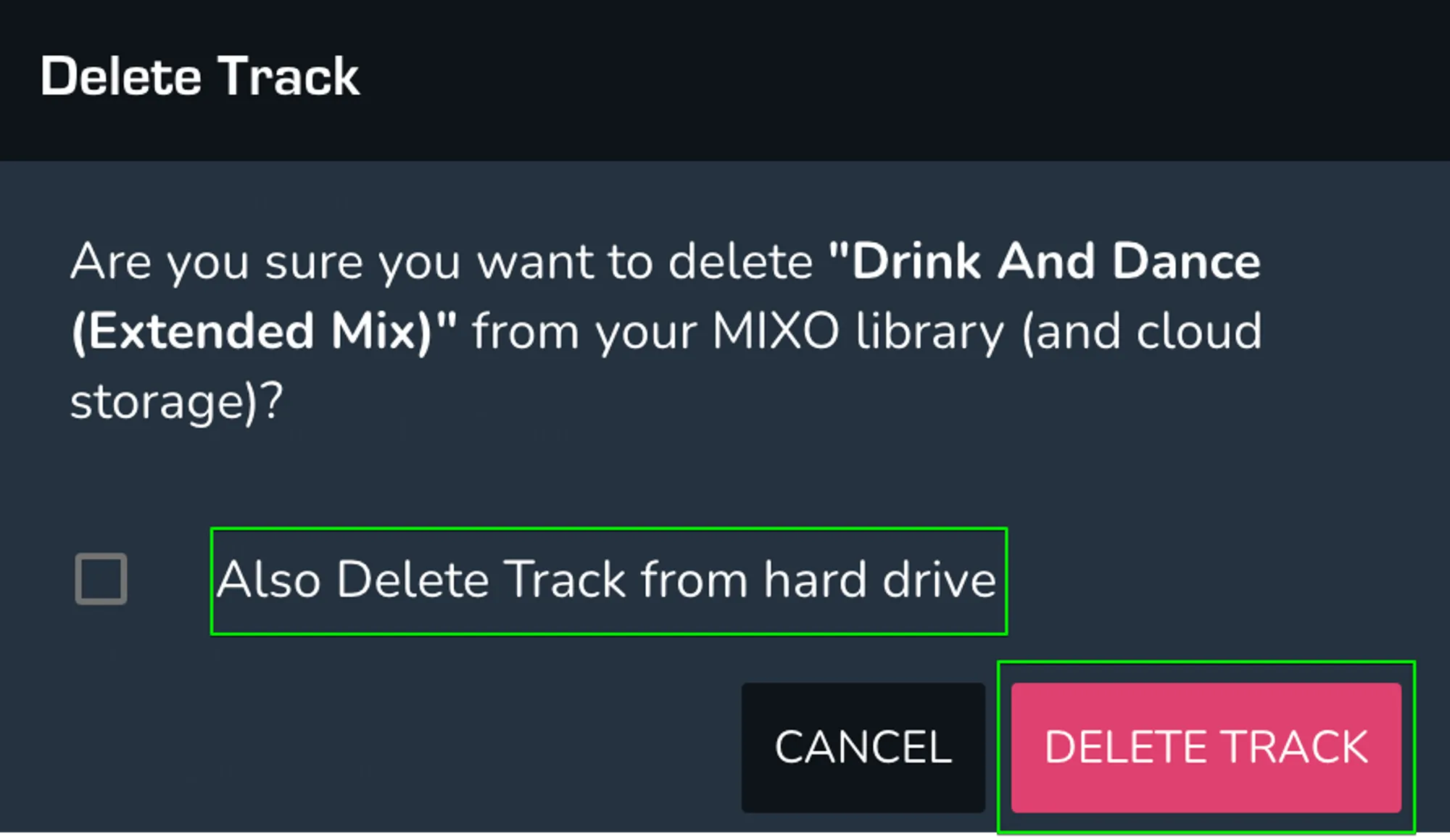 delete track