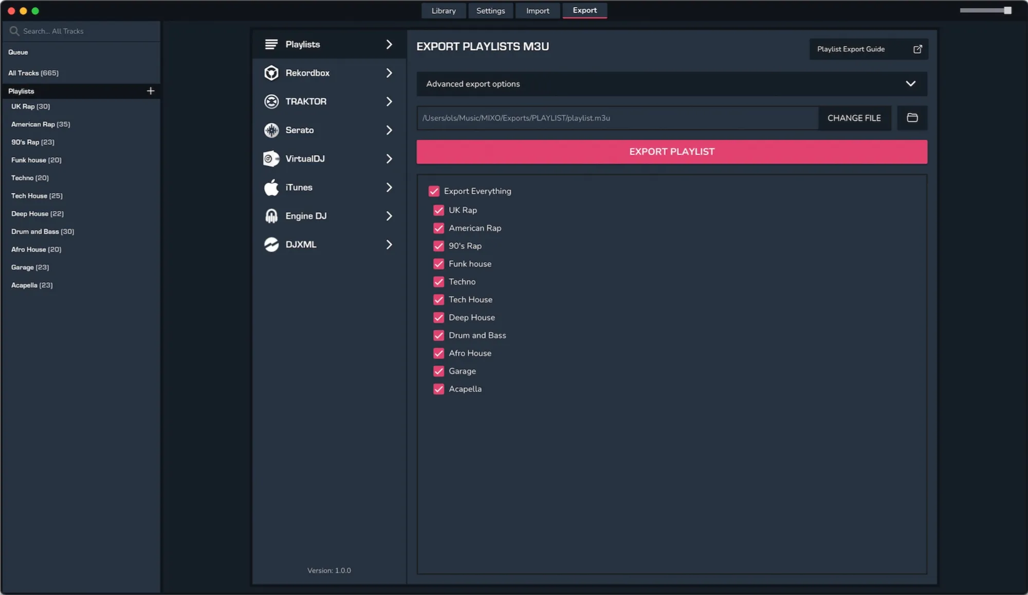 Exporting M3U Playlists