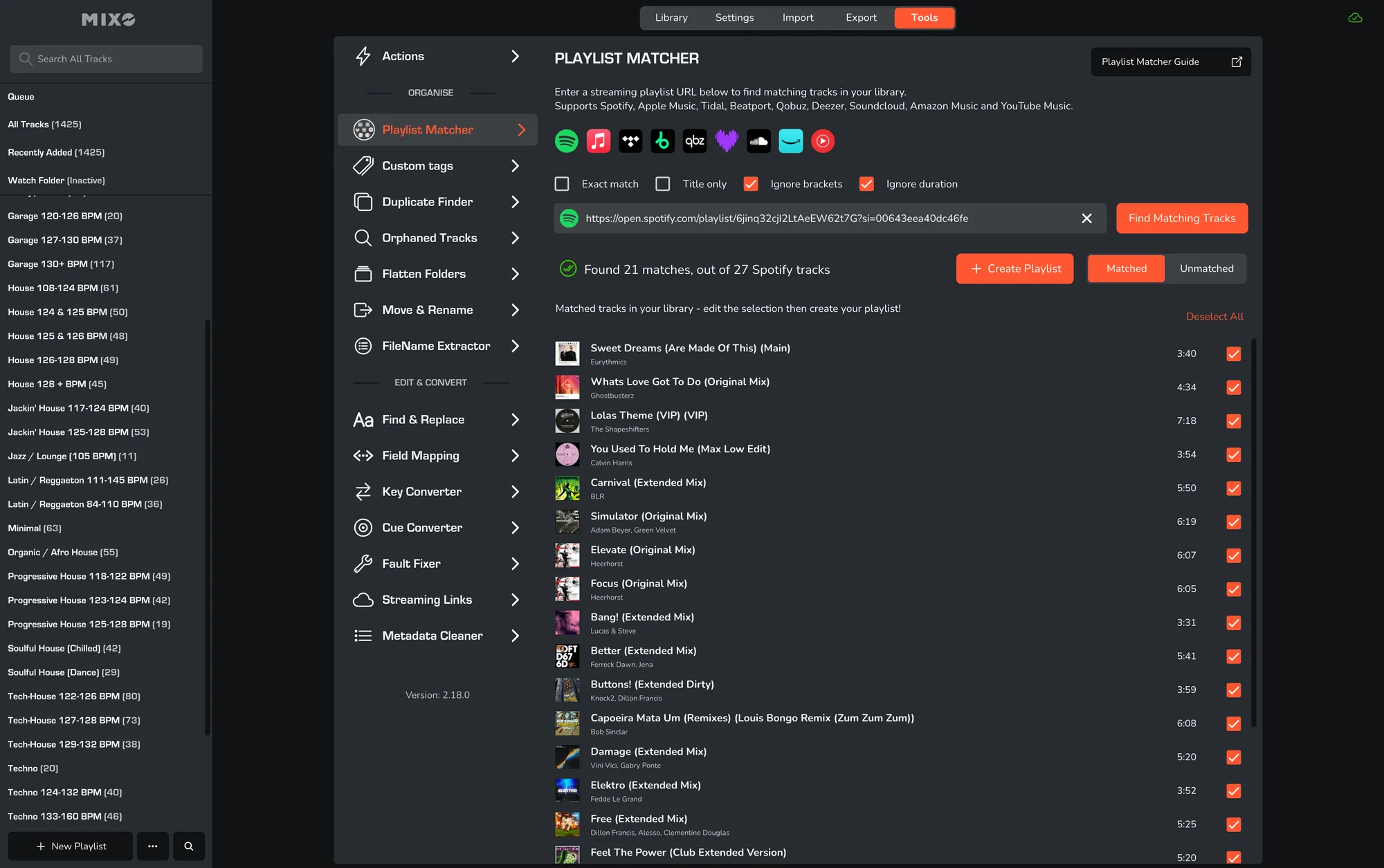 matched playlist-importer