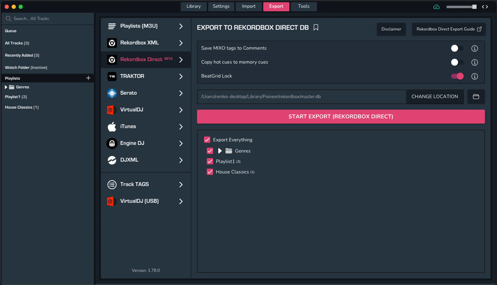 rekordbox drect export