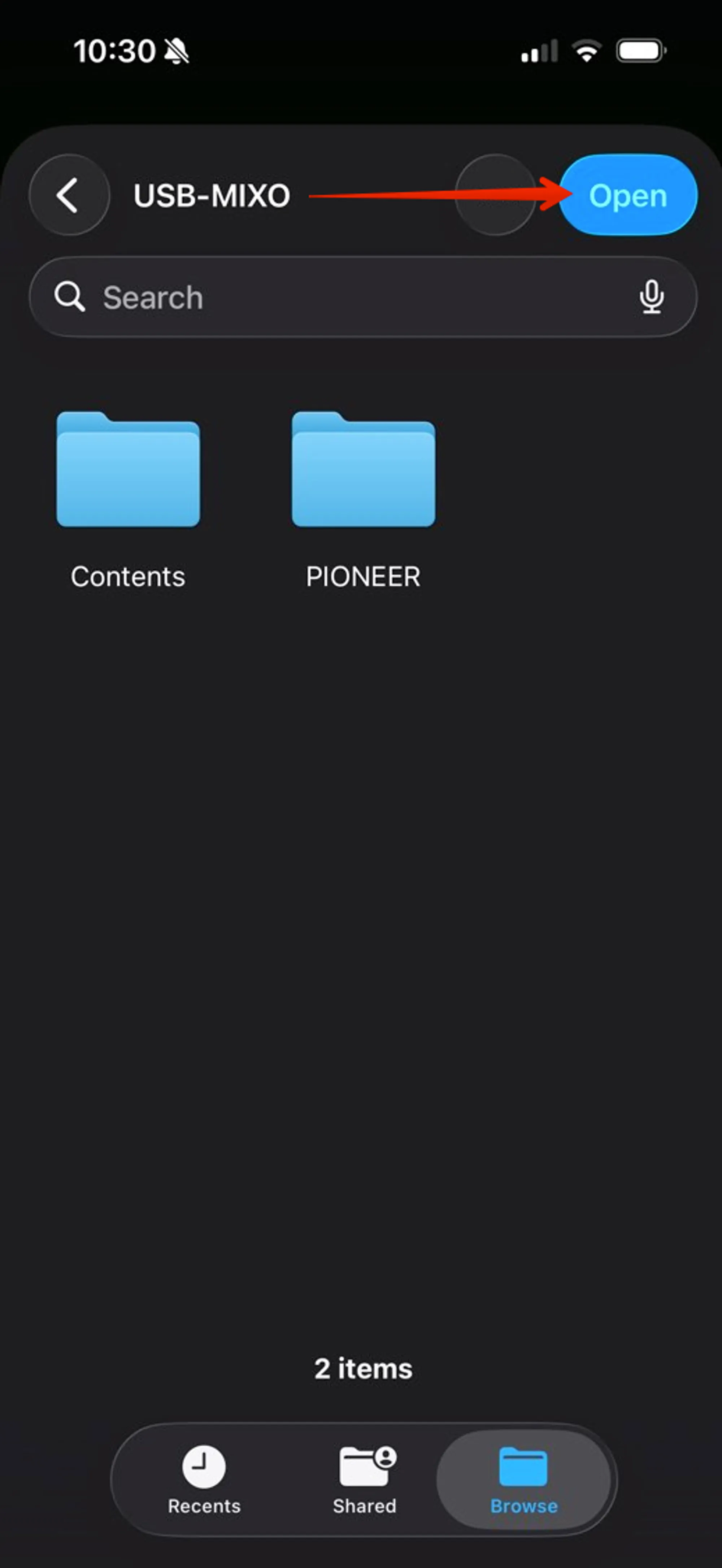 select root of usb drive